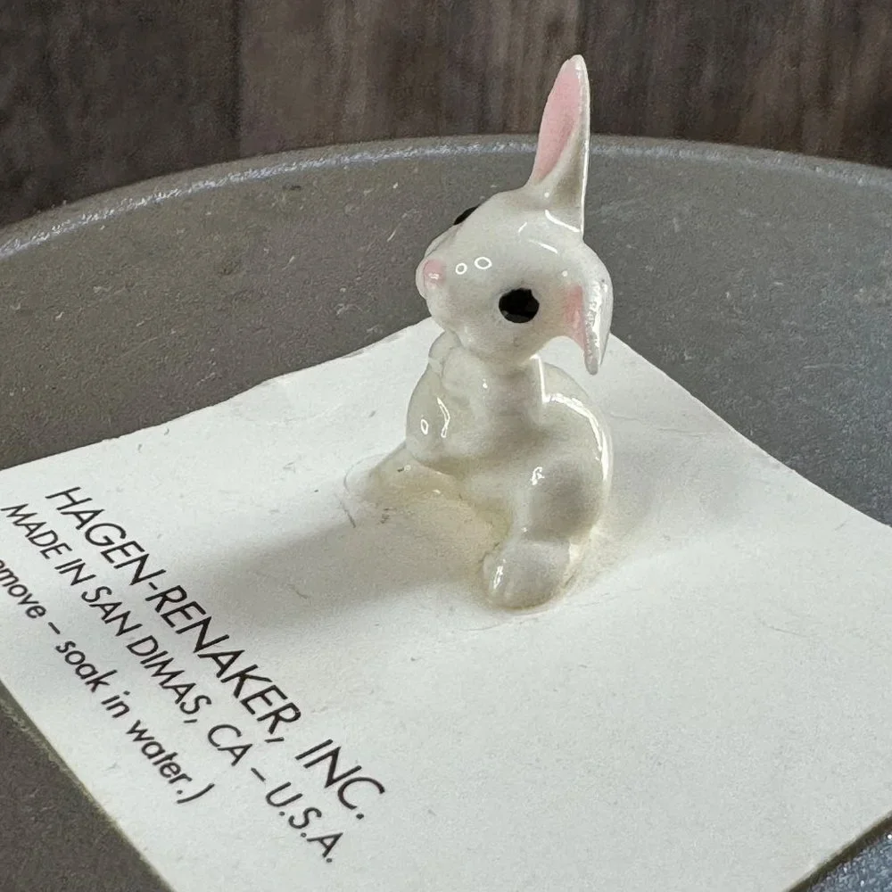 New Vintage Hagen Renaker Miniature Rabbit Bunny Figurine 1989 USA 1 1/8 inches - Picture 3 of 9